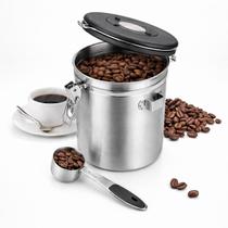 Pote Hermético Café E Grãos Aço Inox Com Colher Válvula 1,5L Pote Hermético Café E Grãos Aço Inox Com Colher Válvula 1,5L