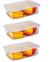Pote Hermético Caixa 4 Litros Retangular Resistente Cor Transparente - Kit 03 Pote Hermético Caixa 4 Litros Retangular Resistente Cor Transparente - Kit 03
