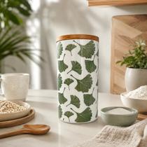Pote Hermético Cerâmica Folhagem Cozinha Organizada 1,5L Pote Hermético Cerâmica Folhagem Cozinha Organizada 1,5L