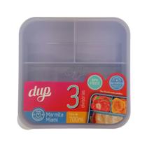 Pote Hermético com 3 divisórias Marmita Miami DUP 700ml Livre de BPA Freezer Micro-ondas Papinha