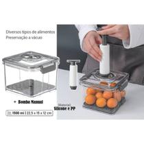 Pote Hermético com Bomba de Vácuo 1,5L - Cinza