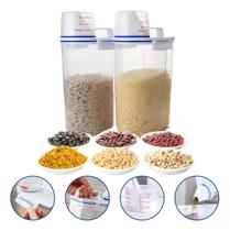 Pote Hermético com Medidor Integrado, Ideal para Armazenar Grãos e Cereais, com Tampa Vedada e Design Prático para Cozin