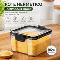 Pote Hermético com Trava Resistente 460 ml Tampa com Trava Antivazamento Livre de BPA Armazenamento de Alimentos e Organização da Cozinha. Opção