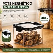 Pote Hermético com Trava Resistente 700ml Tampa com Trava Antivazamento Livre de BPA Armazenamento de Alimentos e Organização da Cozinha. Opção Pote Hermético com Trava Resistente 700ml Tampa com Trava Antivazamento Livre de BPA Armazenamento de Alimentos e Organização da Cozinha. Opção