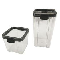 Pote Hermetico Conserva Veda Kit 2 Unidades Tampa Acrilico Transparente Armazenamento Alimento Tempero Cozinha Armario Organizaçao Resistente Multius
