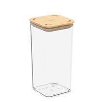 Pote Hermético Cristal com Tampa em Bambu 1,2L linha Modo Coza
