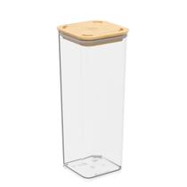Pote Hermético Cristal com Tampa em Bambu 1,5L linha Modo Coza