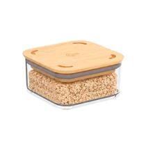 Pote Hermético Cristal com Tampa em Bambu 230ml, linha Modo Coza
