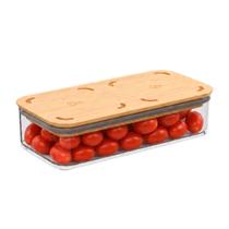 Pote Hermético Cristal com Tampa em Bambu 530ml, linha Modo Coza