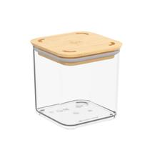 Pote Hermético Cristal com Tampa em Bambu 580ml, linha Modo Coza