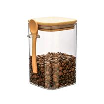 Pote Hermético De Borossilicato Com Tampa Colher Bambu 1,5L