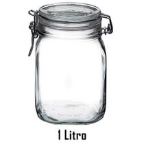 Pote hermético de vidro 1 Litro ( 1000ml ) Fido Rocco Bormioli transparente com tampa