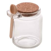Pote Hermético De Vidro 250ml C/Tampa Cortiça E Colher Para Temperos Pote Hermético De Vidro 250ml C/Tampa Cortiça E Colher Para Temperos
