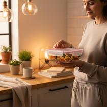 Pote Hermético de Vidro 640ml Marmita Mantimentos Com Tampa Vedação Segura Transparente