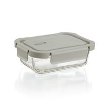 Pote Hermético de Vidro 680ml Marmita Tampa com Trava Cinza Pote Hermético de Vidro 680ml Marmita Tampa com Trava Cinza