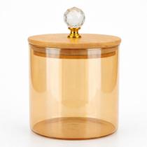 Pote Hermético de Vidro Âmbar 550ml Tampa de Bambu Premium Porta Mantimentos Cozinha Pote Hermético de Vidro Âmbar 550ml Tampa de Bambu Premium Porta Mantimentos Cozinha