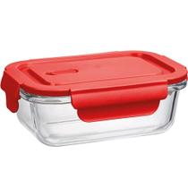 Pote Hermético de Vidro Borossilicato 410ml r Vermelho Uz Porta Mantimentos Marmita - UZ Utilidades