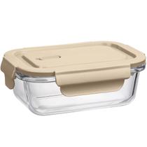 Pote Hermético de Vidro Borossilicato 410ml Retangular Capuccino Uz Porta Mantimentos Marmita