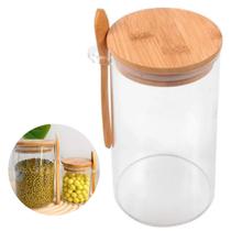 Pote Hermético de Vidro Borossilicato com Tampa e Colher de Bambu Casambiente 600ml Pote Hermético de Vidro Borossilicato com Tampa e Colher de Bambu Casambiente 600ml