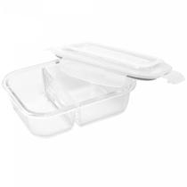 Pote Hermético de Vidro Com Divisória 640 Ml Com Tampa Trava