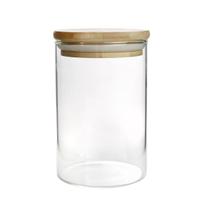 Pote hermético de vidro com tampa de bambu 450ml