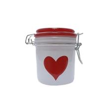 POTE HERMÉTICO DE VIDRO DECORADO CORAÇÃO 290ml