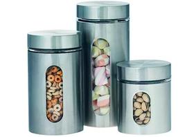 Pote Hermético De Vidro Hermético Com Visor Branco 3 Peças - Home