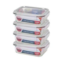 Pote Hermético De Vidro Kit C/ 4 Potes De 1480ml - C/ Trava Dolce Home