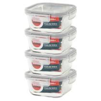 Pote Hermético De Vidro Kit C/ 4 Potes De 520ml - C/ Trava Pote Hermético De Vidro Kit C/ 4 Potes De 520ml - C/ Trava