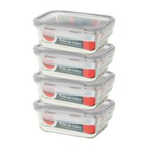 Pote Hermético De Vidro - Marmita - Micro - Ondas - forno 660ml kit C/4- Dolce Home
