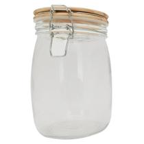 Pote Hermetico de Vidro Mimo Style com Tampa de Madeira 1 Litro