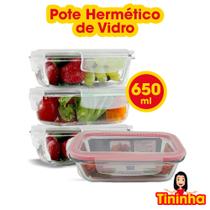 Pote Hermético De Vidro Premium Para Marmita Mantimentos 650ml