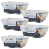 Pote Hermético De Vidro Retangular Canelado com Tampa 375ml KIT:5 UNI Pote Hermético De Vidro Retangular Canelado com Tampa 375ml KIT:5 UNI