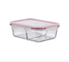 Pote Hermético De Vidro Retangular Com Divisória 630ml