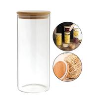 Pote Hermético De Vidro Tampa De Bambu 1200ml Mantimentos Pote Hermético De Vidro Tampa De Bambu 1200ml Mantimentos