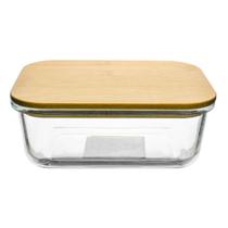 Pote Hermético em Vidro Retangular Tampa em Bambu 640ml - Vista Home Pote Hermético em Vidro Retangular Tampa em Bambu 640ml - Vista Home
