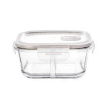 Pote Hermético Foodlock Quadrado em Vidro Borossilicato com Tampa e Divisória 520ml - Dynasty