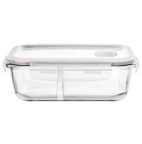 Pote Hermético Foodlock Retangular em Vidro Borossilicato com Tampa e Divisória 1040ml - Dynasty