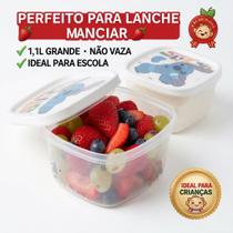 Pote Hermético Infantil 1,1L Lancheira Marmita Plástico Resistente Frutas Snacks Pote Hermético Infantil 1,1L Lancheira Marmita Plástico Resistente Frutas Snacks