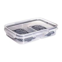 Pote Hermético Mantimentos Travas e Escorredor 1L Transparente Preto Tampa Modular Plástico Moderno