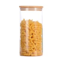 Pote Hermético Mantimentos Vidro Tampa De Bambu 20X10 Cm Organizador Alimentos Pote Hermético Mantimentos Vidro Tampa De Bambu 20X10 Cm Organizador Alimentos