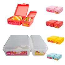 Pote Hermético Marmita Dup 700ml e 400ml Plástico 2 Divisórias Lunch Box DUP Lancheira Free Livre BPA Freezer Micro-ondas Voltas as Aulas