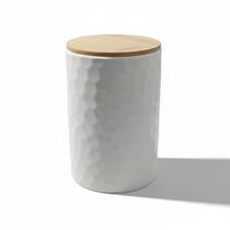 Pote Hermético Médio Cerâmica Stoneware Bambu 1,4L Branco
