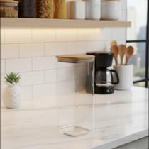 Pote Hermético Organizador 1,5L Com Tampa Em Bambu Keep