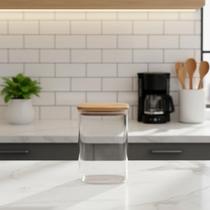 Pote Hermético Organizador 1L Com Tampa Em Bambu Keep