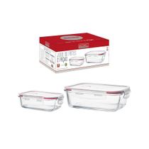 Pote Hermético Organizador Multiuso Retangular Vidro 2 Peças - Western Pote Hermético Organizador Multiuso Retangular Vidro 2 Peças - Western