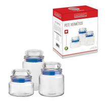 Pote Hermético Organizador Multiuso Transparente 3 Peças