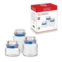 Pote Hermético Organizador Multiuso Transparente 3 Peças