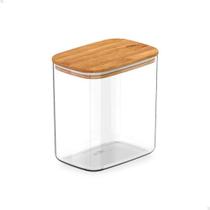 Pote Hermético Organizador Tampa De Bambu Transparente 1,5L