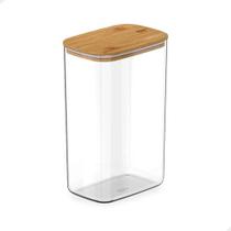 Pote Hermético Organizador Tampa De Bambu Transparente 2,3L